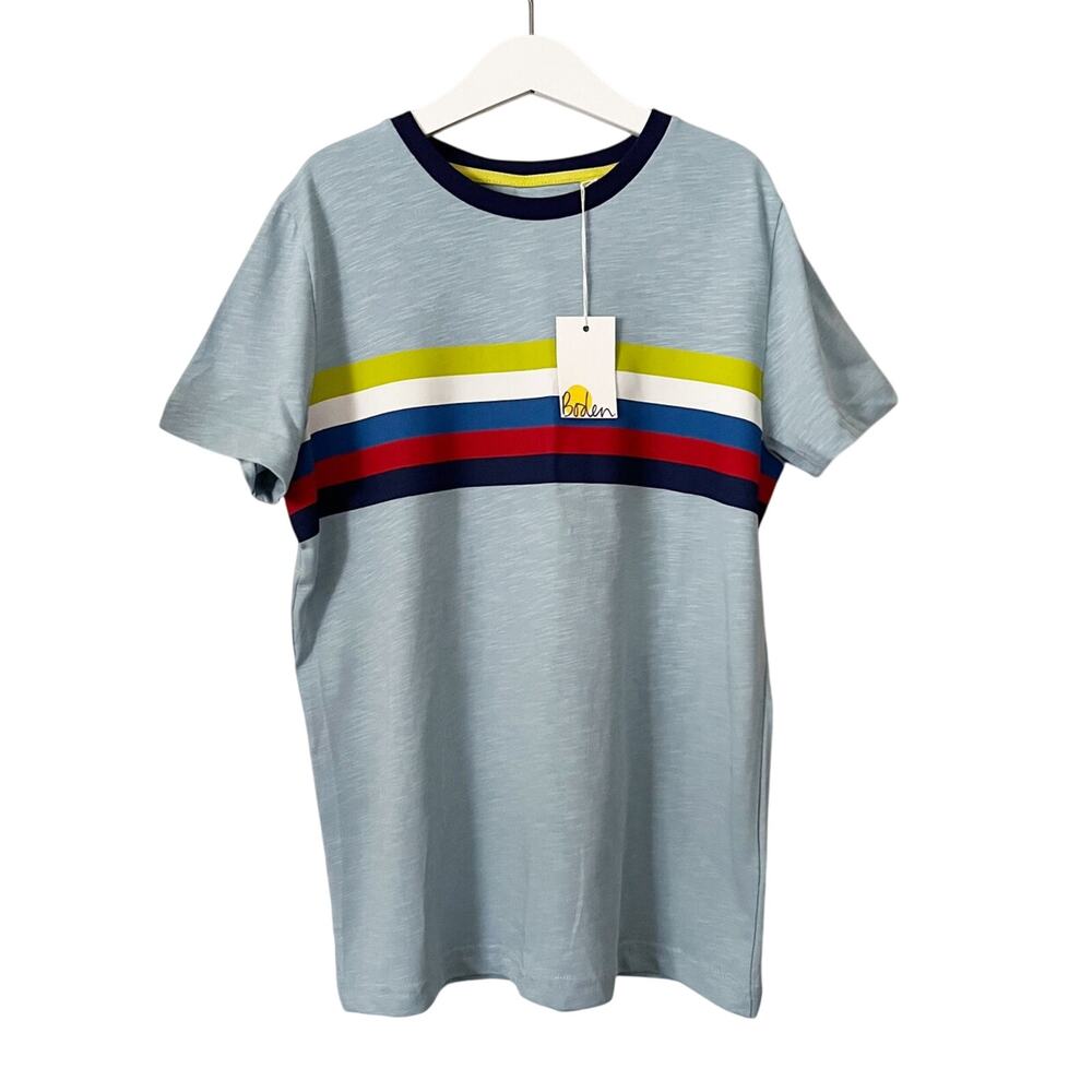 Mini Boden NEW Blue Stripes Short Sleeve Tee - 11-12